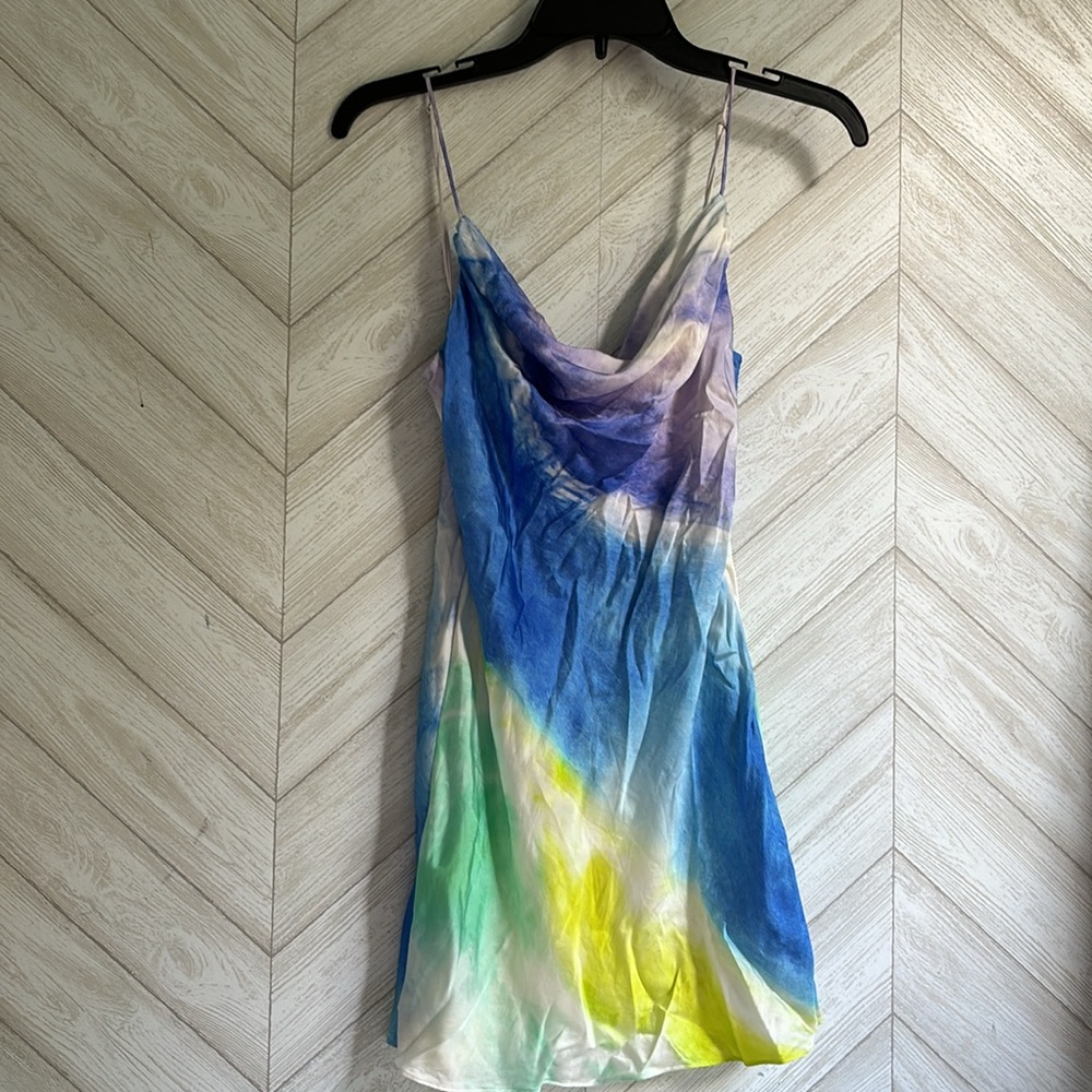 Retrofete silk mini dress small tie dye